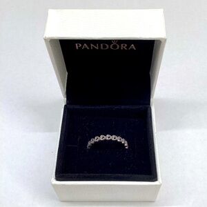Pandora Sterling Silver Moments Band of Hearts Ring * Size 7.5